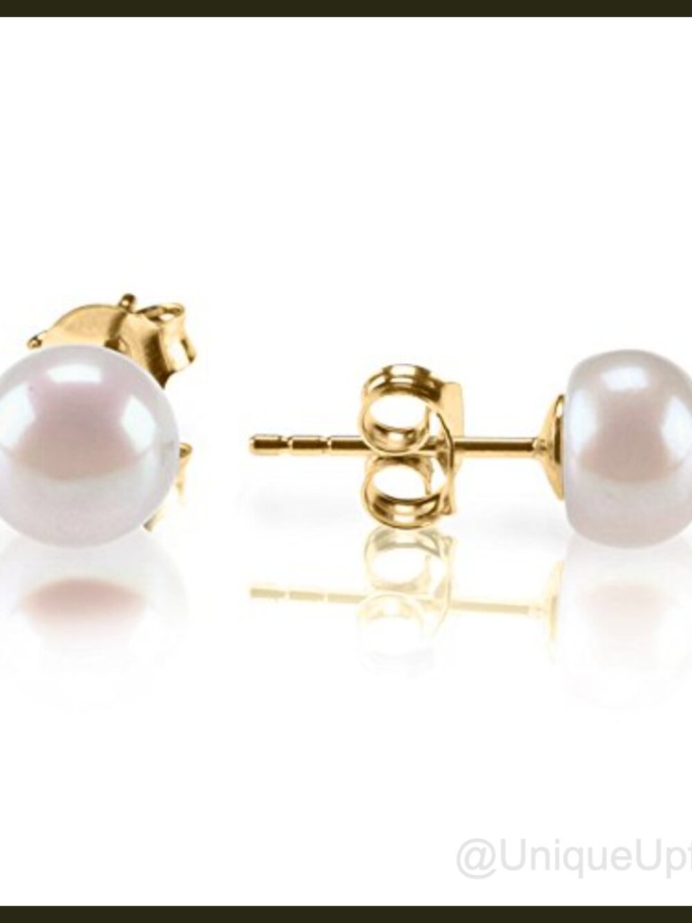14K Gold Plated Freshwater Pearl Stud Earrings 925 Silver